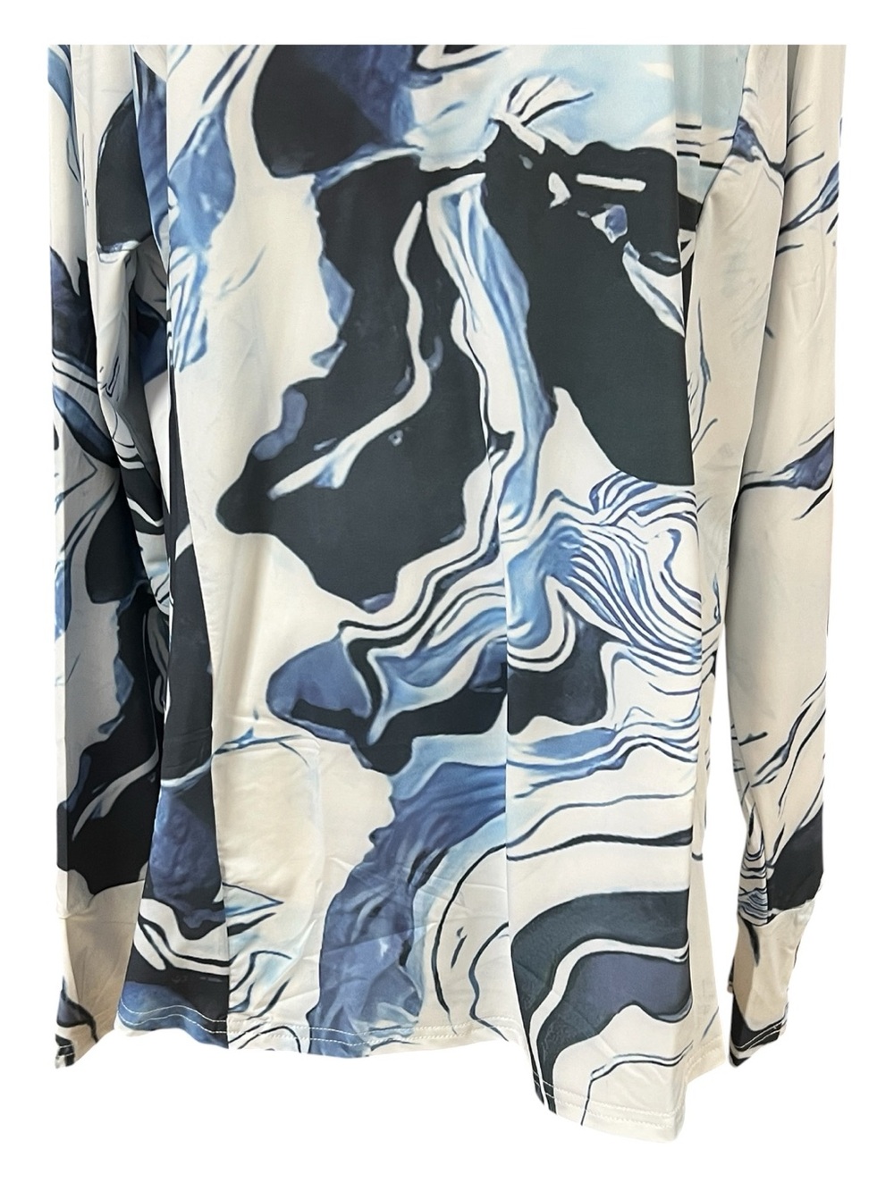 NWT FKEEP Blue & White Marble Print UPF 50+ 1/4 Zip Sun Shirt | Size XL - Picture 3 of 10